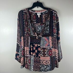 Knox Rose Multicolor Bohemian Blouse women’s size xxl